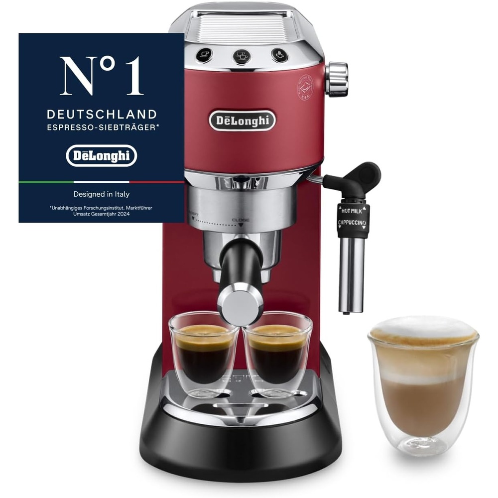 image:imageDeLonghi Dedica Style Espressomaschine mit Manuellem MilchaufschumerRot