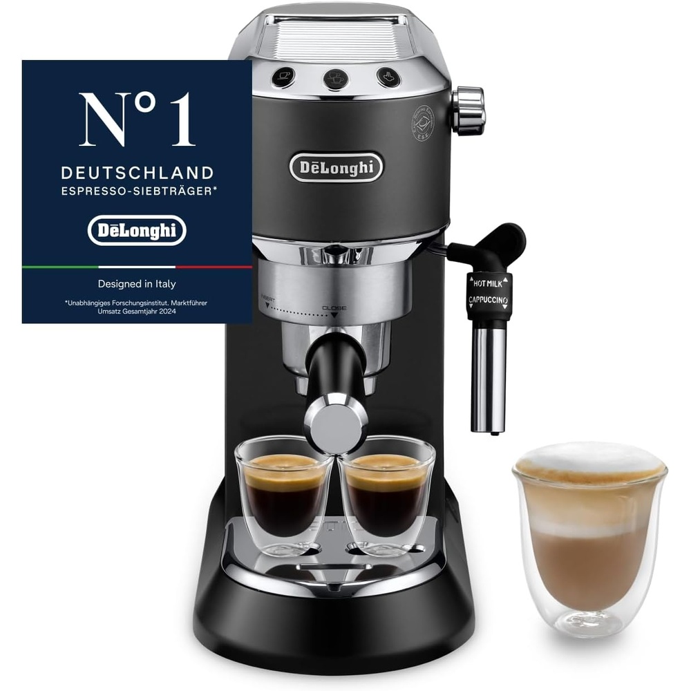 image:imageDeLonghi Dedica Style Espressomaschine mit Manuellem MilchaufschumerSchwarz