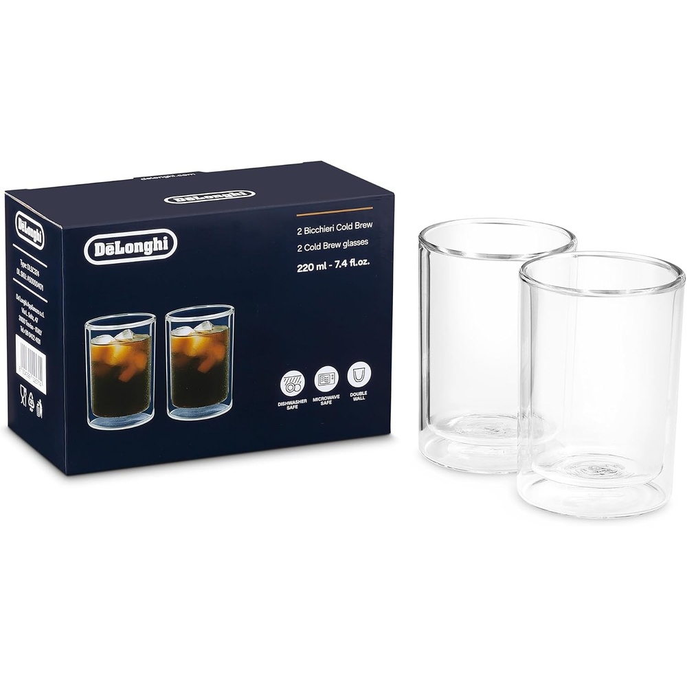image:imageDeLonghi Glser Set DLSC319 2 doppelwandige Thermoglser mit Isolierfunktion fr kalte und warme Getrnke widerstandsfhiges Borosilikatglas Splmaschinenfest Fassungsvermgen 480 ml 2 Stck220 ml