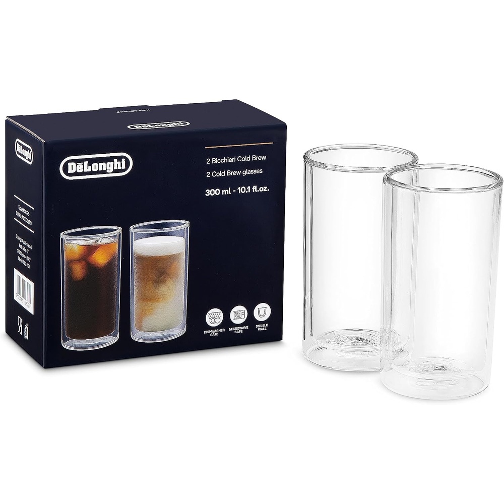 image:imageDeLonghi Glser Set DLSC319 2 doppelwandige Thermoglser mit Isolierfunktion fr kalte und warme Getrnke widerstandsfhiges Borosilikatglas Splmaschinenfest Fassungsvermgen 480 ml 2 Stck300 ml