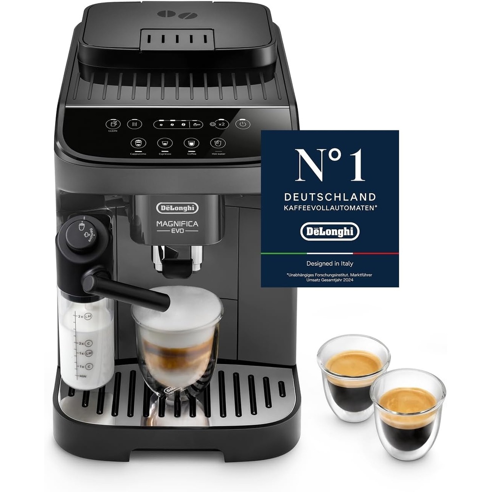image:imageDeLonghi Magnifica Evo  Kaffeevollautomat 4 Getrnke DunkelgrauAutomatisches Milchschaum Grau