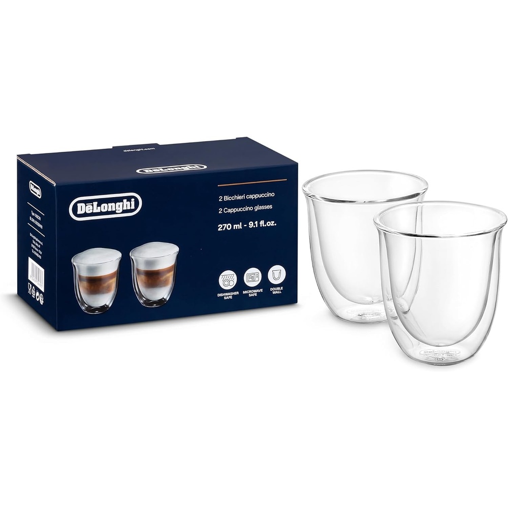 image:imageThermisches Glas DeLonghi DLSC311 Doppelwandiges CappuccinoSet 2 Stck 1 Packung transparent Durchsichtig2 x Cappuccino 270ml