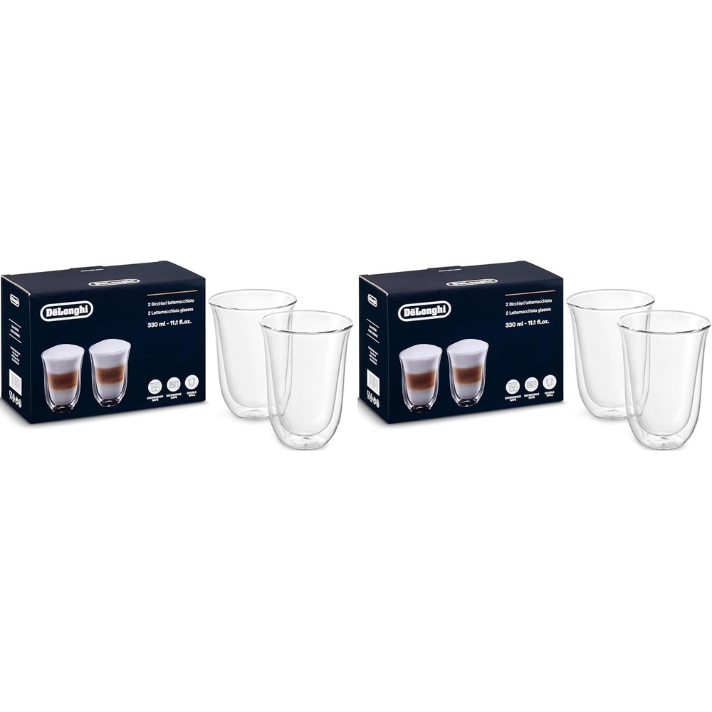 image:imageThermisches Glas DeLonghi DLSC311 Doppelwandiges CappuccinoSet 2 Stck 1 Packung transparent Durchsichtig4 x Latte Macchiato 330ml