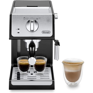 De’Longhi Active Espresso Siebträger ECP 33.21.BK – professionelle Espressomaschine mit AluminiumFinish, inkl. traditioneller Milchschaumdüse, Tassenwärmer & Heißwasserfunktion, schwarz(Schwarz)