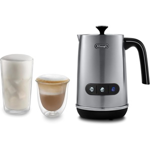 De’Longhi Elektrischer Milchaufschäumer LatteMix EMF3.M, für heiße & kalte Milch & pflanzlichen Alternativen, einfache Reinigung, transparenter Deckel, 3 Tasten, 250ml, Weiß