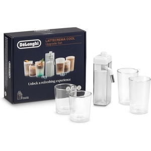 De’Longhi LatteCrema Cool Upgrade Set DLSC032 für Rivelia & Primadonna Aromatic (EXAM440.55 & ECAM630.55), 6 kalte Rezepte, LatteCrema Cool Milchbehälter, 4 Thermogläser (400ml & 480ml), Rezeptbuch