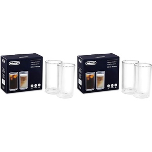 De’Longhi Long Coffee Gläser Set DLSC320, 2 Kaffeebecher aus Glas perfekt geeignet für Caffe Lungo oder Americano, Spülmaschinenfest, Fassungsvermögen 250 ml(15.6 cm x 17.1 cm (Packung mit 2))