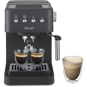De’Longhi Siebträgermaschine Classic EM450.M, Espressomaschine mit professionellem Milchaufschäumer, Vollmetallgehäuse, 15 Bar, 1,7 l Wassertank, Edelstahl/Metall(Grau)