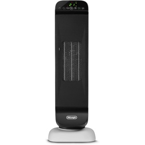 De’Longhi Turm-Keramik-Heizlüfter, Schnellheizung mit 2 Leistungsstufen, Fernbedienung, 24h-Timer, Eco-Funktion, Sicherheitsthermostat, Griff Hinten, 2000W, HFX25S20, Weiß/Schwarz(Weiß/Schwarz)